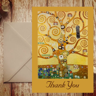 Tarjeta De Agradecimiento Árbol de Vida Dorado Arte – Klimt Art Nouveau