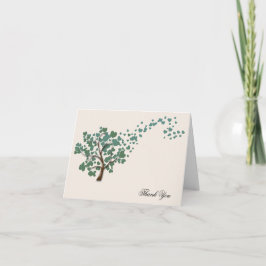 Tarjeta De Agradecimiento Árbol del corazón verde en Boda de marfil gracias