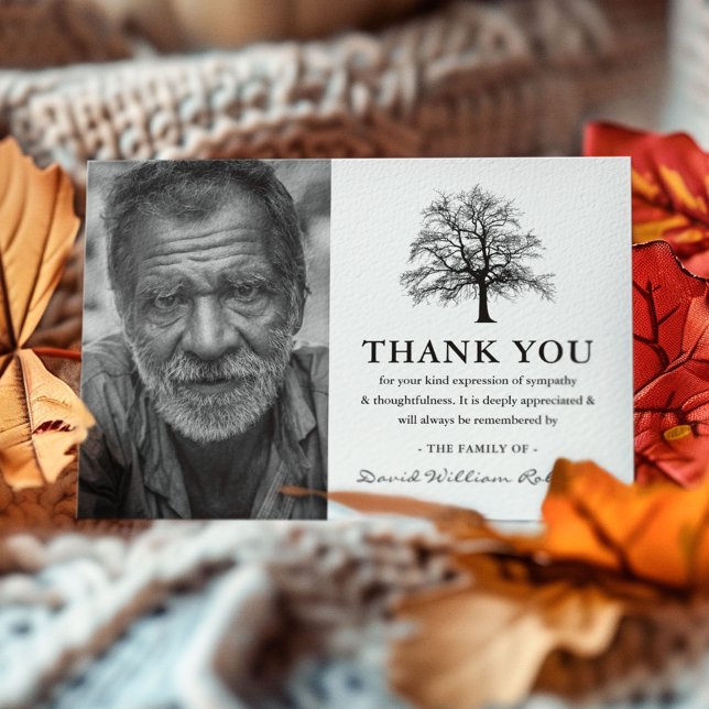 Tarjeta De Agradecimiento Árbol elegante | Foto Funeral Gracias (Subido por el creador)