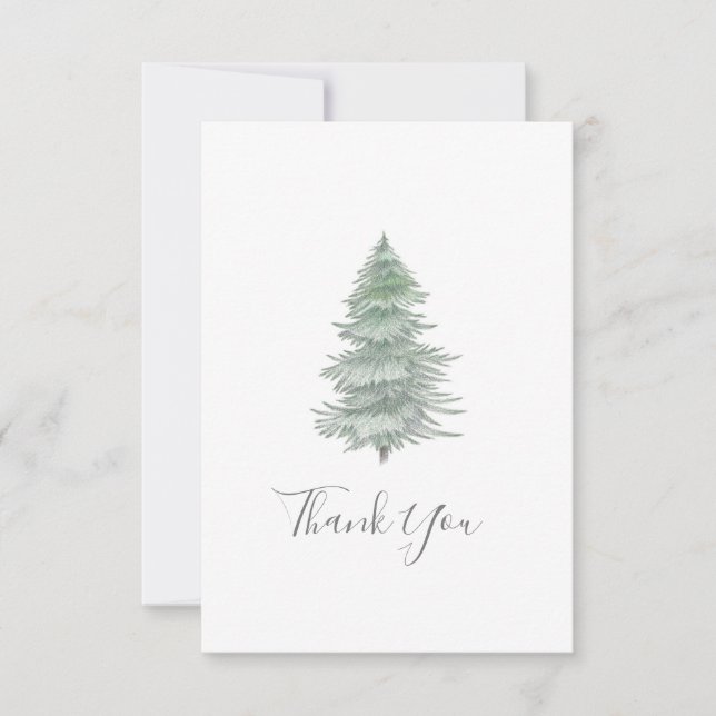 Tarjeta De Agradecimiento Árbol Evergreen de mano dibujado (Anverso)