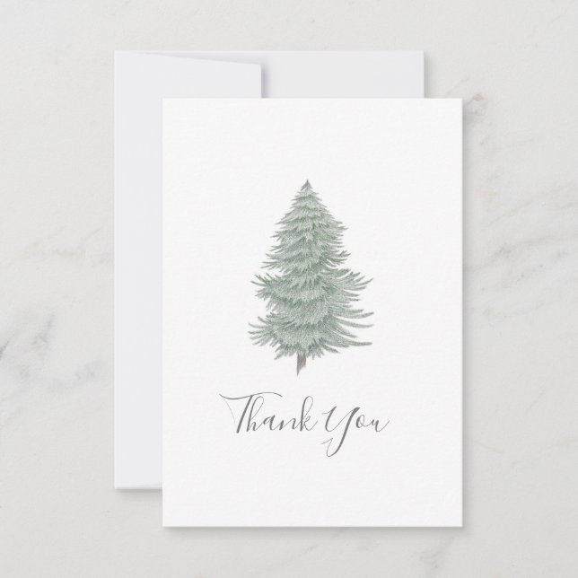 Tarjeta De Agradecimiento Árbol Evergreen de mano dibujado 2 (Anverso)