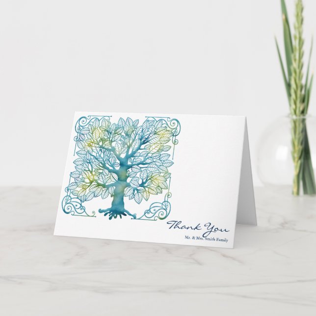 Tarjeta De Agradecimiento Árbol familiar gracias (Anverso)