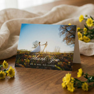 Tarjeta De Agradecimiento Árbol floral de flores de limón Boda blanco elegan