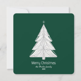 Tarjeta De Agradecimiento Árbol minimalista de Navidad de Line-Art con geomé