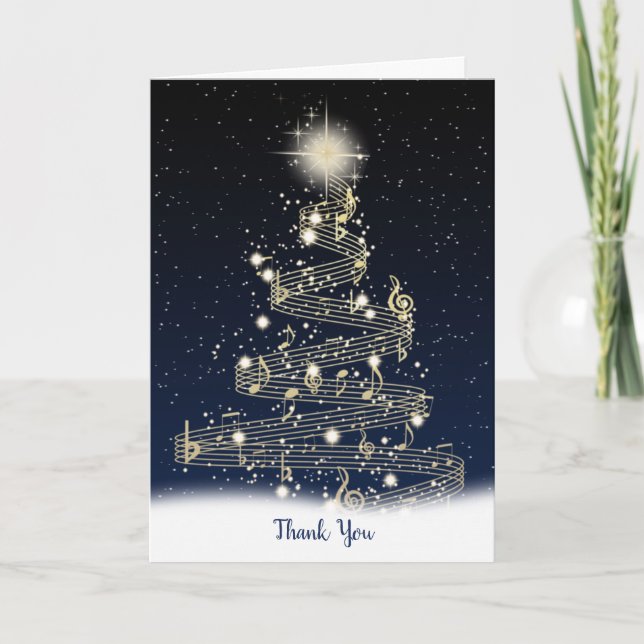 Tarjeta De Agradecimiento árbol musical de navidades gracias (Anverso)