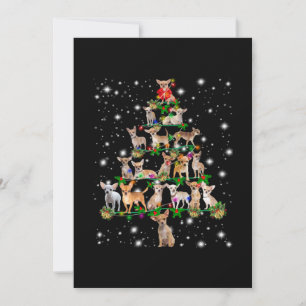 Tarjeta De Agradecimiento Árbol navideño Chihuahua cubierto de linterna