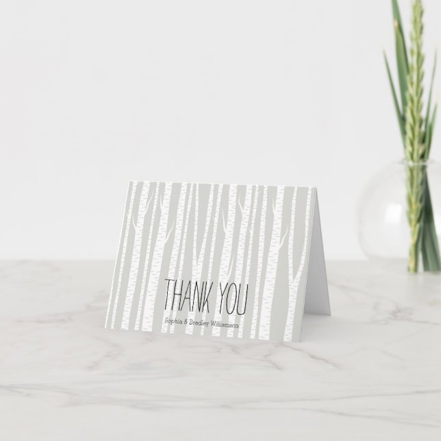 Tarjeta De Agradecimiento Árboles de aves blancas gracias (Anverso)