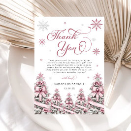 Tarjeta De Agradecimiento Árboles de Navidad de Invierno Copos de Nieve Fies