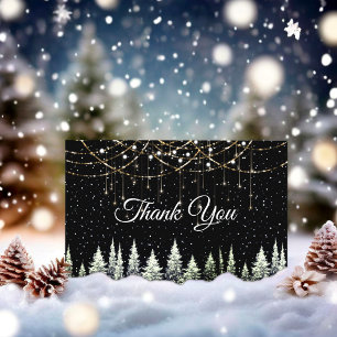 Tarjeta De Agradecimiento Árboles de Navidad luces que gotean brillo platead
