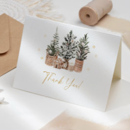 Tarjeta De Agradecimiento Árboles de Navidad Rústicos de Invierno