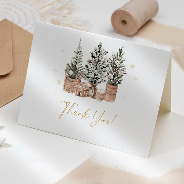 Tarjeta De Agradecimiento Árboles de Navidad Rústicos de Invierno (Subido por el creador)