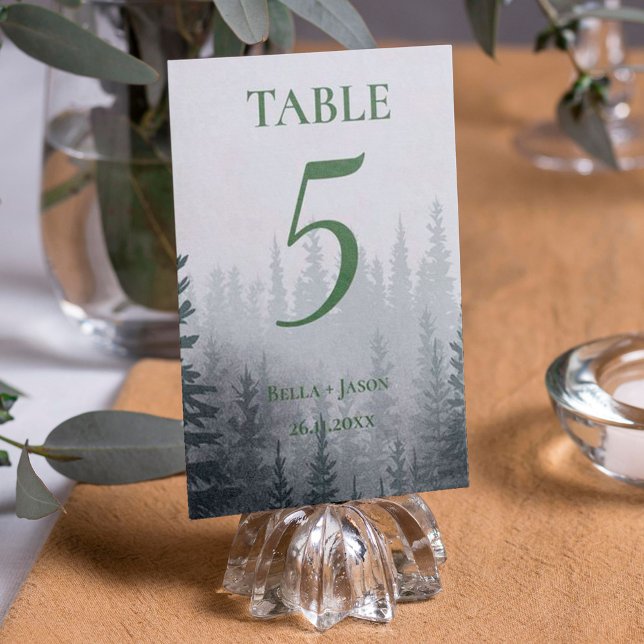 Tarjeta De Agradecimiento Árboles forestales románticos número de tabla BODA (Subido por el creador)