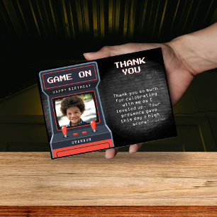 Tarjeta De Agradecimiento Arcade Game Photo Brick Wall Retro