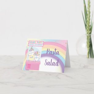 Tarjeta De Agradecimiento Arcade Pink Claw Machine Birday Food Tent Card
