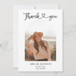 Tarjeta De Agradecimiento Arch Photo Script with Heart Graduation