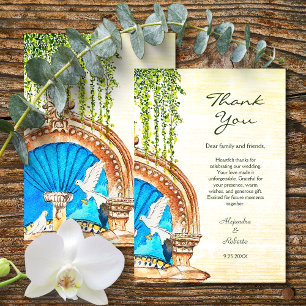 Tarjeta De Agradecimiento Arco Azul Barroco Boda Mexicana