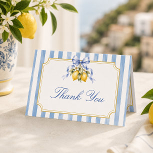 Tarjeta De Agradecimiento Arco azul italiano limón Ciao Baby Shower