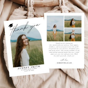 Tarjeta De Agradecimiento Arco Boho Moderno 4 Fotos Graduación