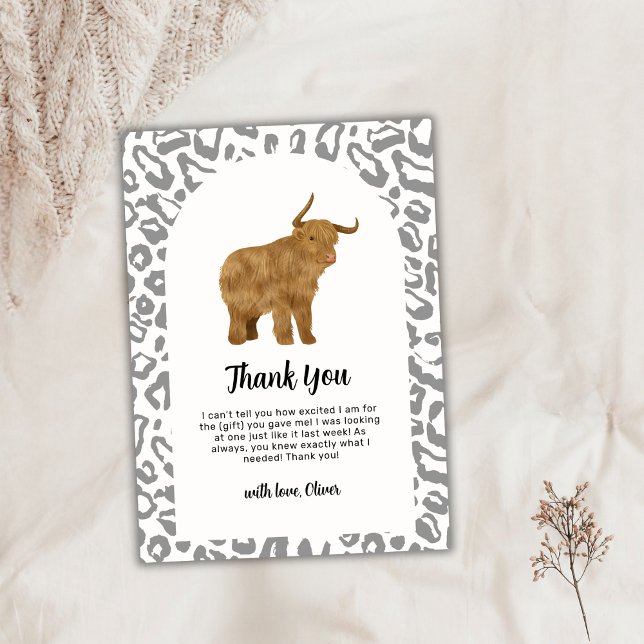 Tarjeta De Agradecimiento Arco Boho Negro Santo Vaca Tiroteo de Bebé Occiden (Black Boho Arch Holy Cow Western Baby Shower Thank You Card)