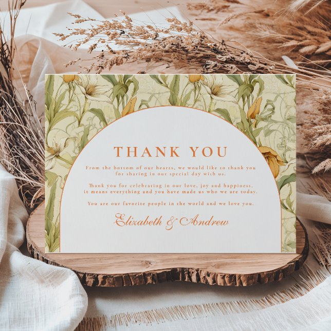 Tarjeta De Agradecimiento Arco Botánico Cálido para Bodas (Subido por el creador)