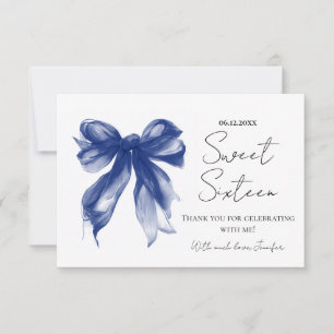 Tarjeta De Agradecimiento Arco de Azul Marino Coquette Escritura Agradecimie