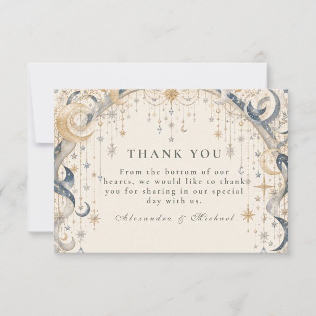 Tarjeta De Agradecimiento Arco de Boda Celestial Elegante (Anverso)