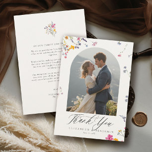 Tarjeta De Agradecimiento Arco de boda de acuarela moderna Wildflower Grace