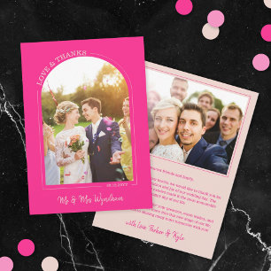 Tarjeta De Agradecimiento Arco de boda de color rosa caliente Foto Amor y ag