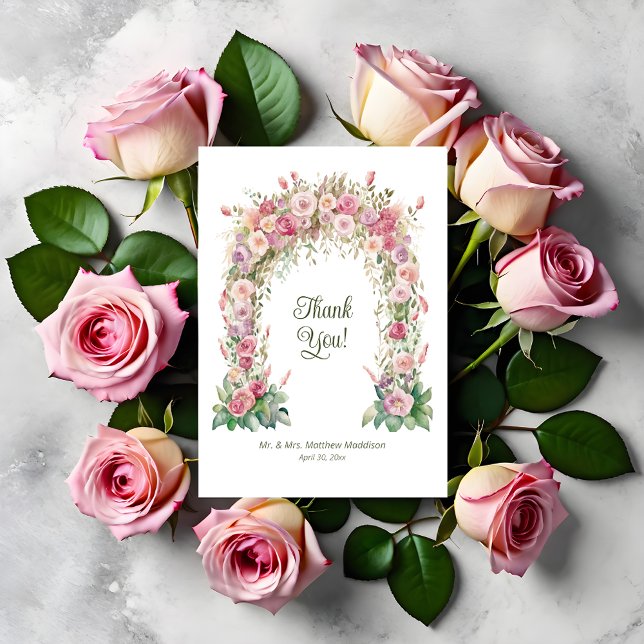 Tarjeta De Agradecimiento Arco de Boda de Primavera Floral Rosa (Subido por el creador)