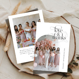 Tarjeta De Agradecimiento Arco de boda de Script Love & Thanks foto de ducha