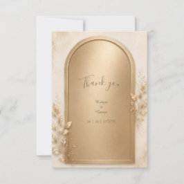 Tarjeta De Agradecimiento Arco de boda metálico dorado botánico elegante