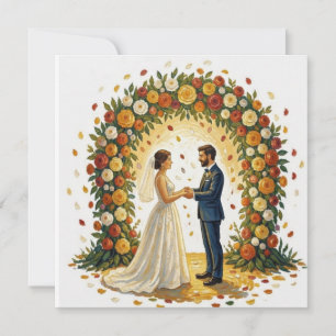 Tarjeta De Agradecimiento Arco de boda romántico con rosas doradas para pare