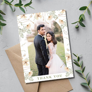 Tarjeta De Agradecimiento Arco de Bodas Foto de Flores Silvestres Simples