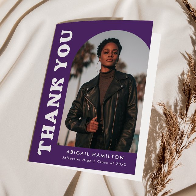 Tarjeta De Agradecimiento Arco de compensación púrpura 4 Graduación de fotos (Subido por el creador)