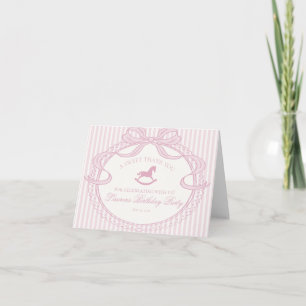 Tarjeta De Agradecimiento Arco de Coqueta Rosa Caballo de Balanza Cumpleaños
