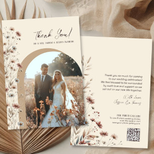 Tarjeta De Agradecimiento Arco de flores silvestres boho chic código QR foto