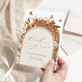 Tarjeta De Agradecimiento Arco de Flores Silvestres de Terracota Boho para D