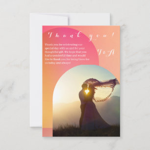 Tarjeta De Agradecimiento Arco de Fotos de Boda Atardecer Ombre Gracias
