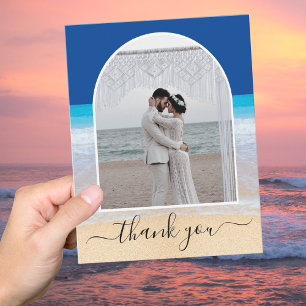 Tarjeta De Agradecimiento Arco de fotos de playa tropical de Ocean Blue