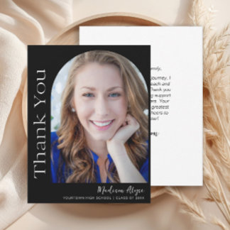 Tarjeta De Agradecimiento Arco de fotos moderno personalizado en blanco y ne