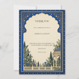 Tarjeta De Agradecimiento Arco de Jardín Azul Real Botánico Boda