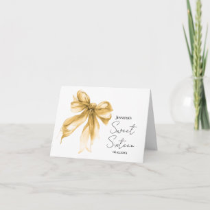 Tarjeta De Agradecimiento Arco de oro Coquette Script Dulces 16 Gracias