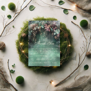Tarjeta De Agradecimiento Arco de vegetación forestal encantado Baby Shower