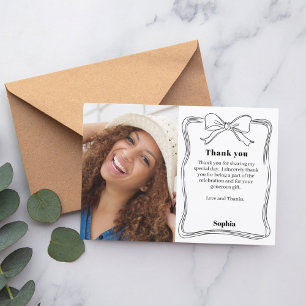 Tarjeta De Agradecimiento Arco dibujado a mano en foto de cumpleaños