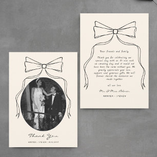 Tarjeta De Agradecimiento Arco Dibujado a Mano Negro Blanco Foto de Boda de 