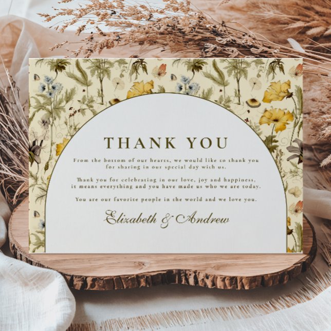 Tarjeta De Agradecimiento Arco Floral Atemporal para Bodas (Subido por el creador)
