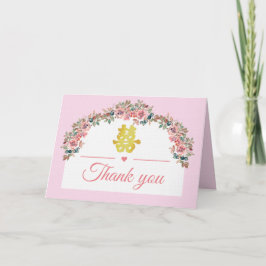 Tarjeta De Agradecimiento Arco floral blanco rosa boda chino doble xi