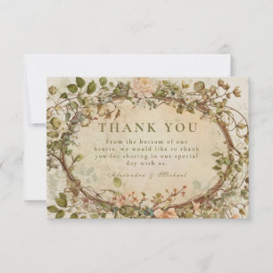 Tarjeta De Agradecimiento Arco Floral Boho Terroso Elegante Boda
