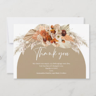 Tarjeta De Agradecimiento Arco floral de cobre de terracota naranja quemada 