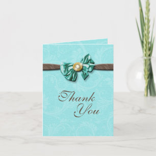 Tarjeta De Agradecimiento Arco floral de gema azul aguamarina marrón